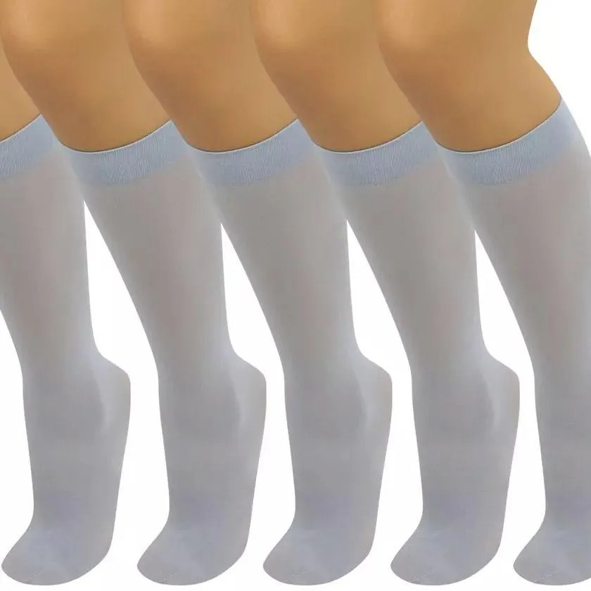 6-Pair: Assorted Knee High Opaque Nylon Classic Socks