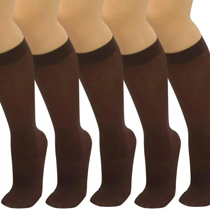 6-Pair: Assorted Knee High Opaque Nylon Classic Socks