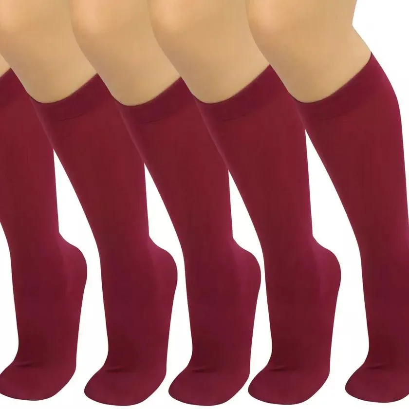 6-Pair: Assorted Knee High Opaque Nylon Classic Socks