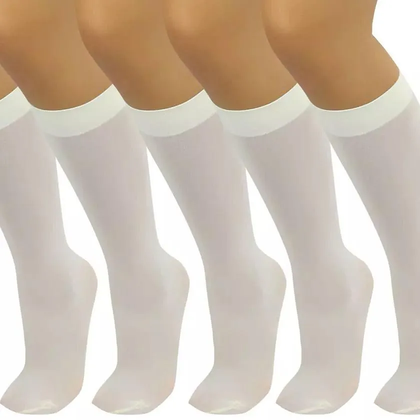 6-Pair: Assorted Knee High Opaque Nylon Classic Socks