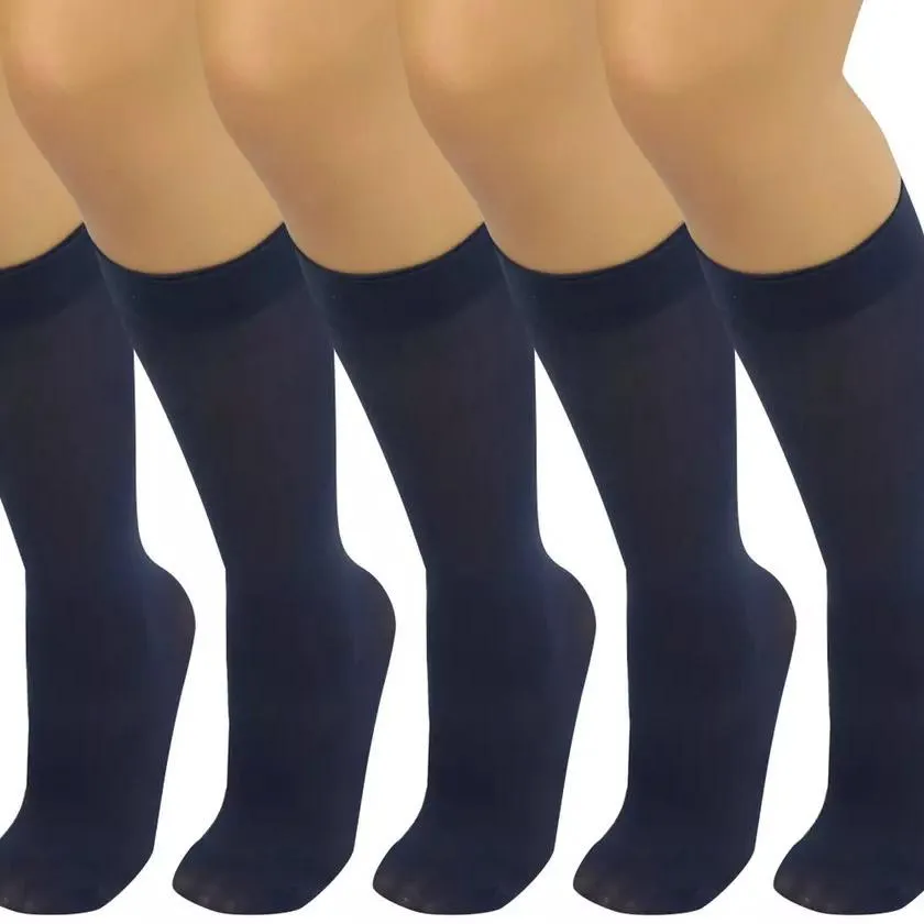 6-Pair: Assorted Knee High Opaque Nylon Classic Socks