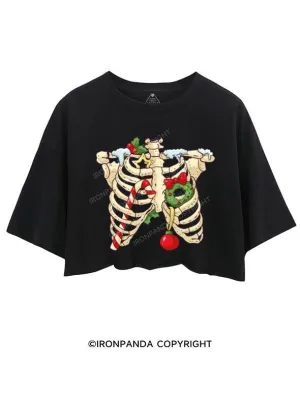 A CHRISTMAS SKELETON CROP TOPS