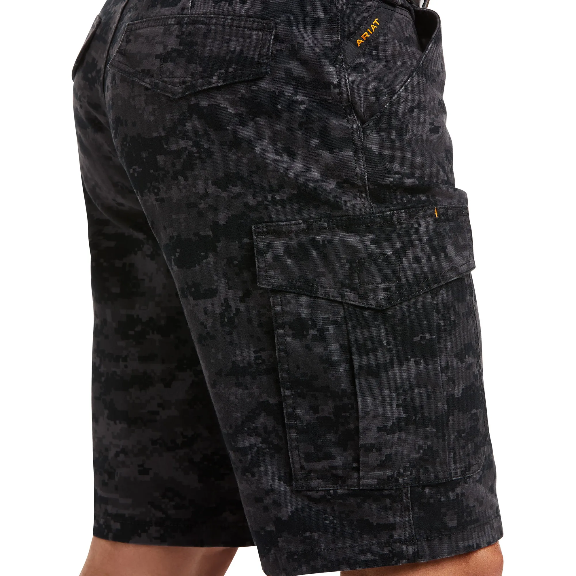 Ariat Mens Rebar Durastretch Made Tough Cargo Short Black Digi Camo