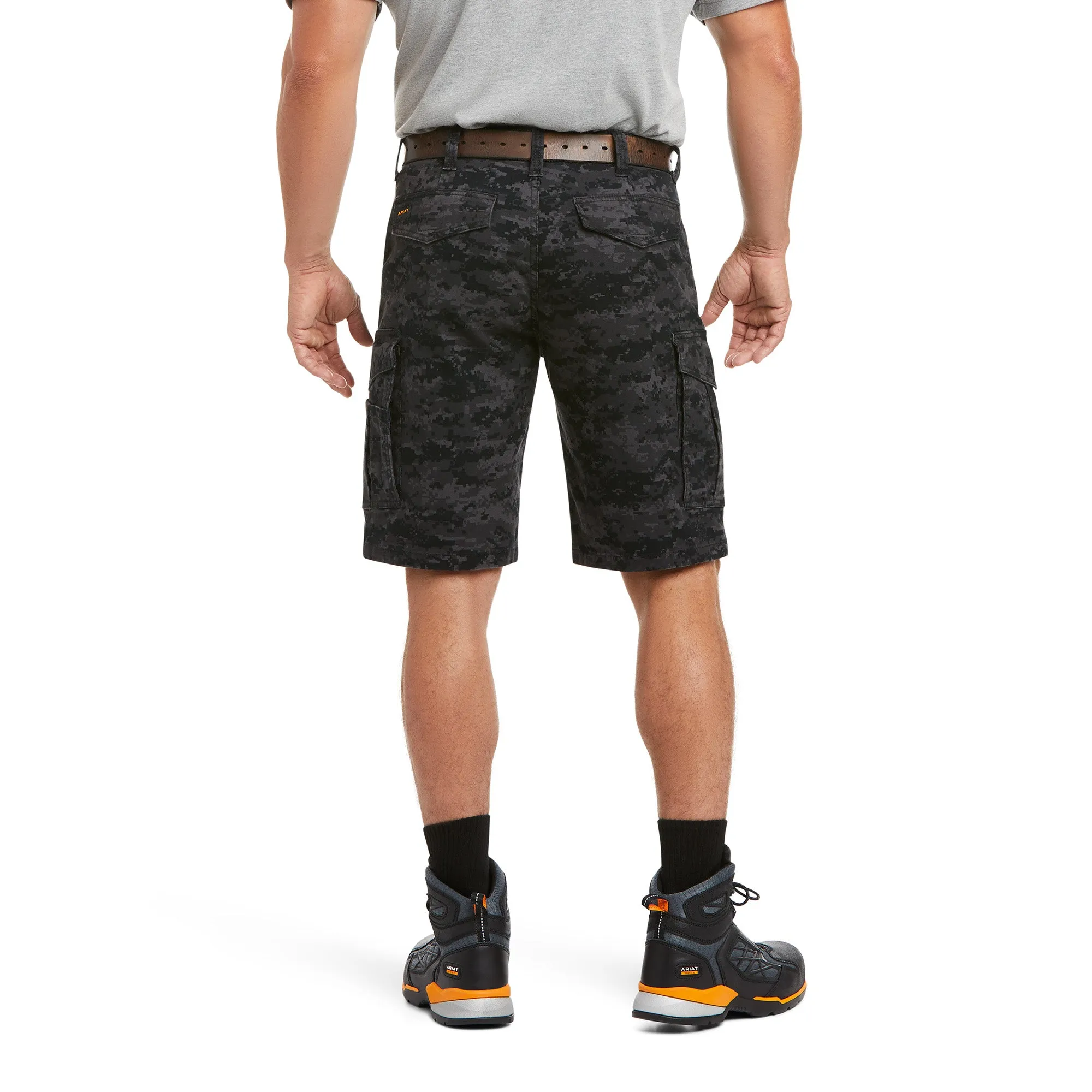 Ariat Mens Rebar Durastretch Made Tough Cargo Short Black Digi Camo