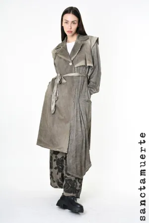 Asymmetrical Trench Coat in Green Tuscany