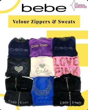 Bebe & Pink Velour Zipper Jackets and Sweatshirts