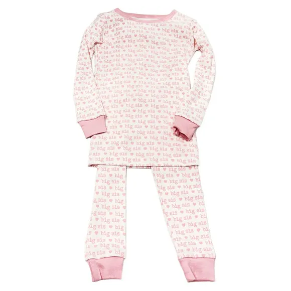 Big Sis Pink and White Pajama Set