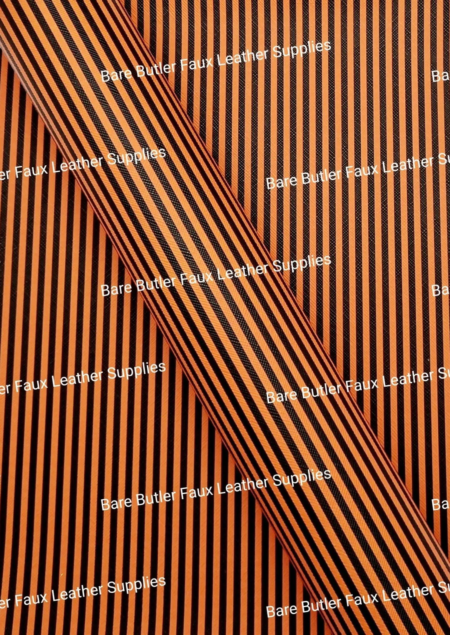 Black & Orange Stripes Faux Leather