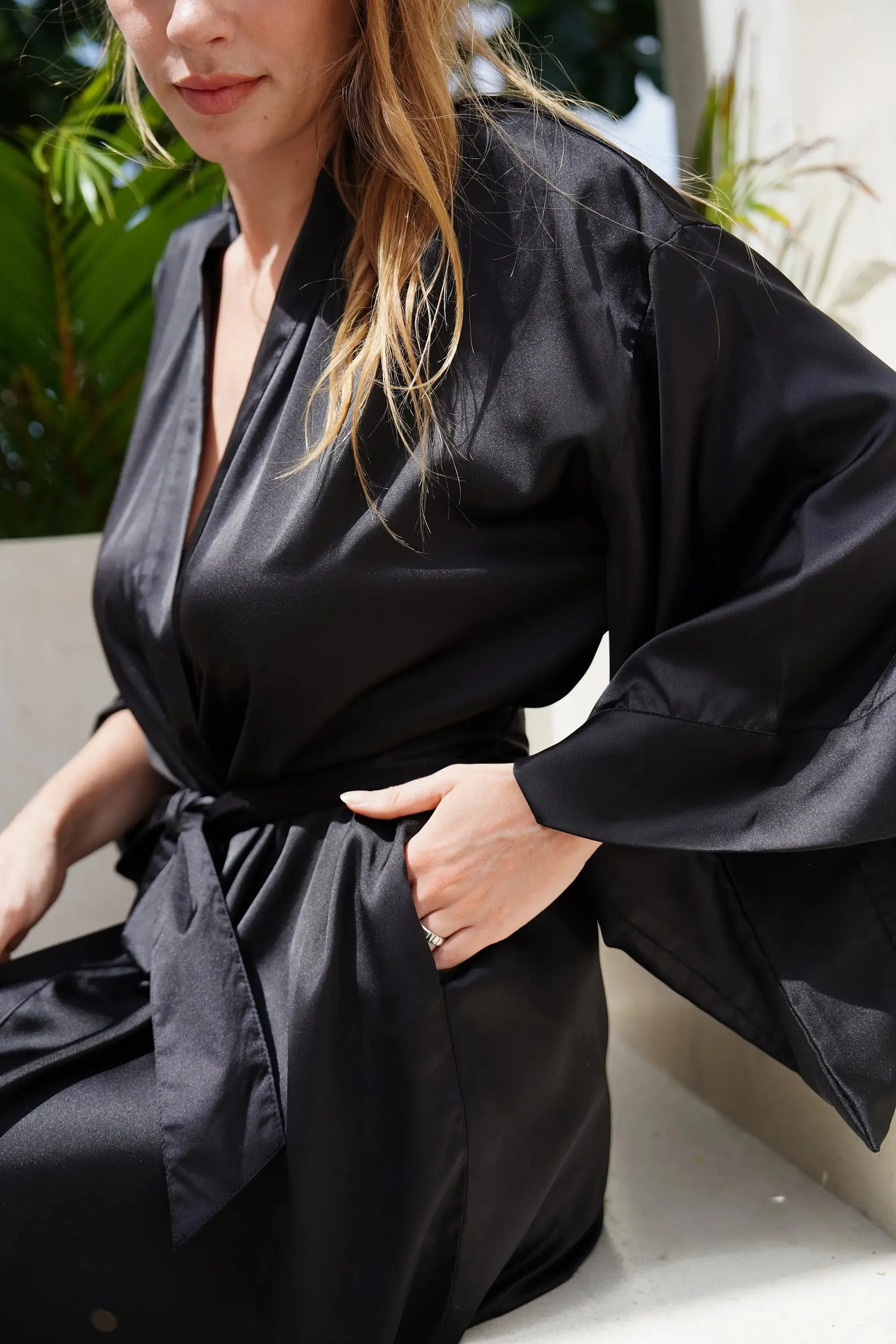 Black Satin Goddess Robe