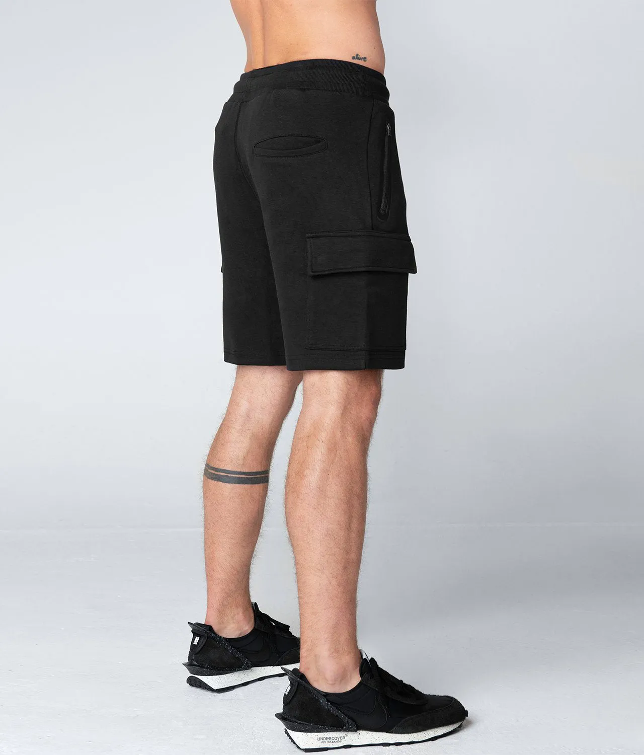 Born Tough Zippered Black Crossfit Cargo Shorts for Men