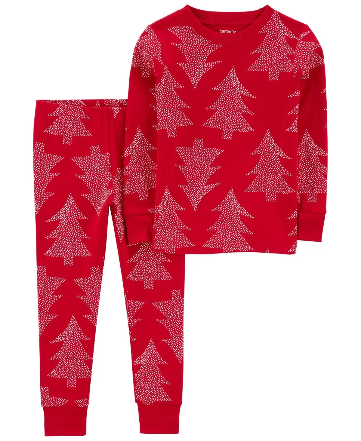 Carter's Baby Boys and Baby Girls Christmas Tree 100% Snug Fit Cotton Pajamas, 2 Piece Set - Red