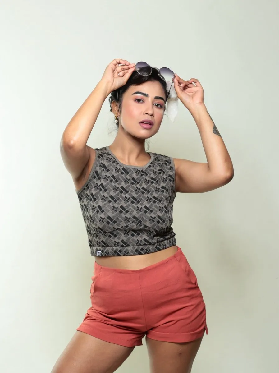 Checkered GOTS Certified Organic Cotton Crop Top