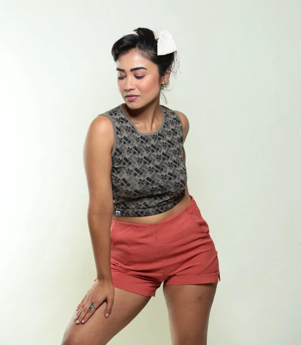 Checkered GOTS Certified Organic Cotton Crop Top