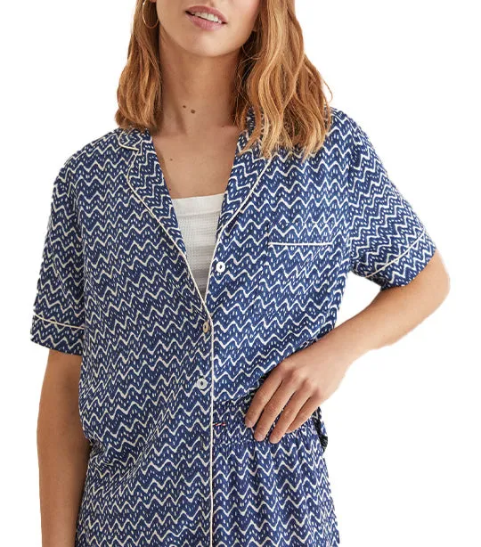 Classic Long Zigzag Pajamas Blue