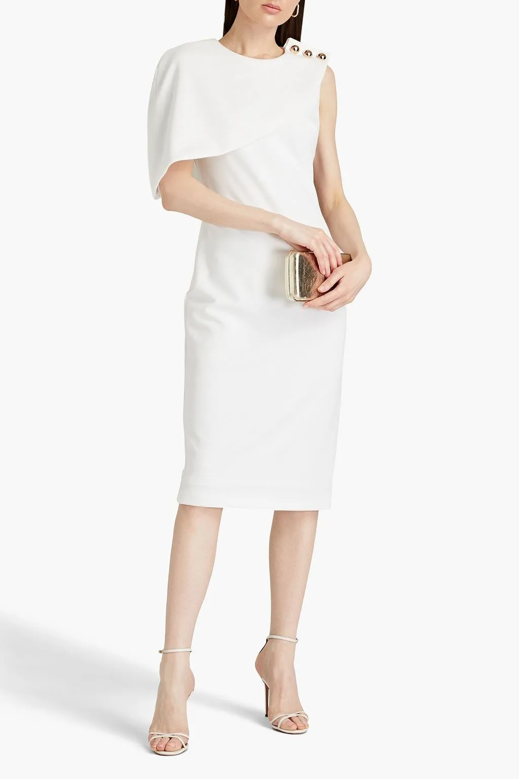 Crepe midi dress with buttons BADGLEY MISCHKA, white