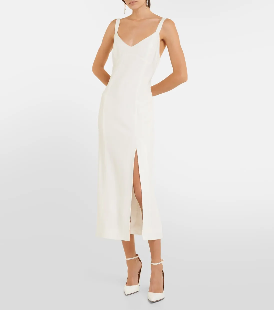 Crepe midi wedding dress eli Rixo, white