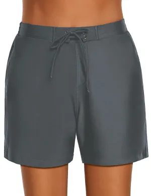 Dark Grey Lace-Up Board Shorts