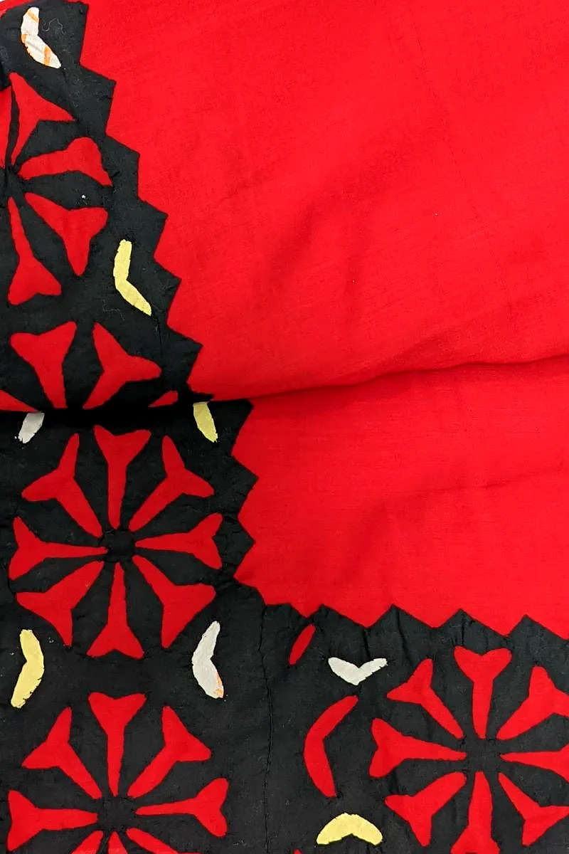 Designs by Amina - Hand Work Red & Black - Wool - Shawl - 1 Piece - 0035