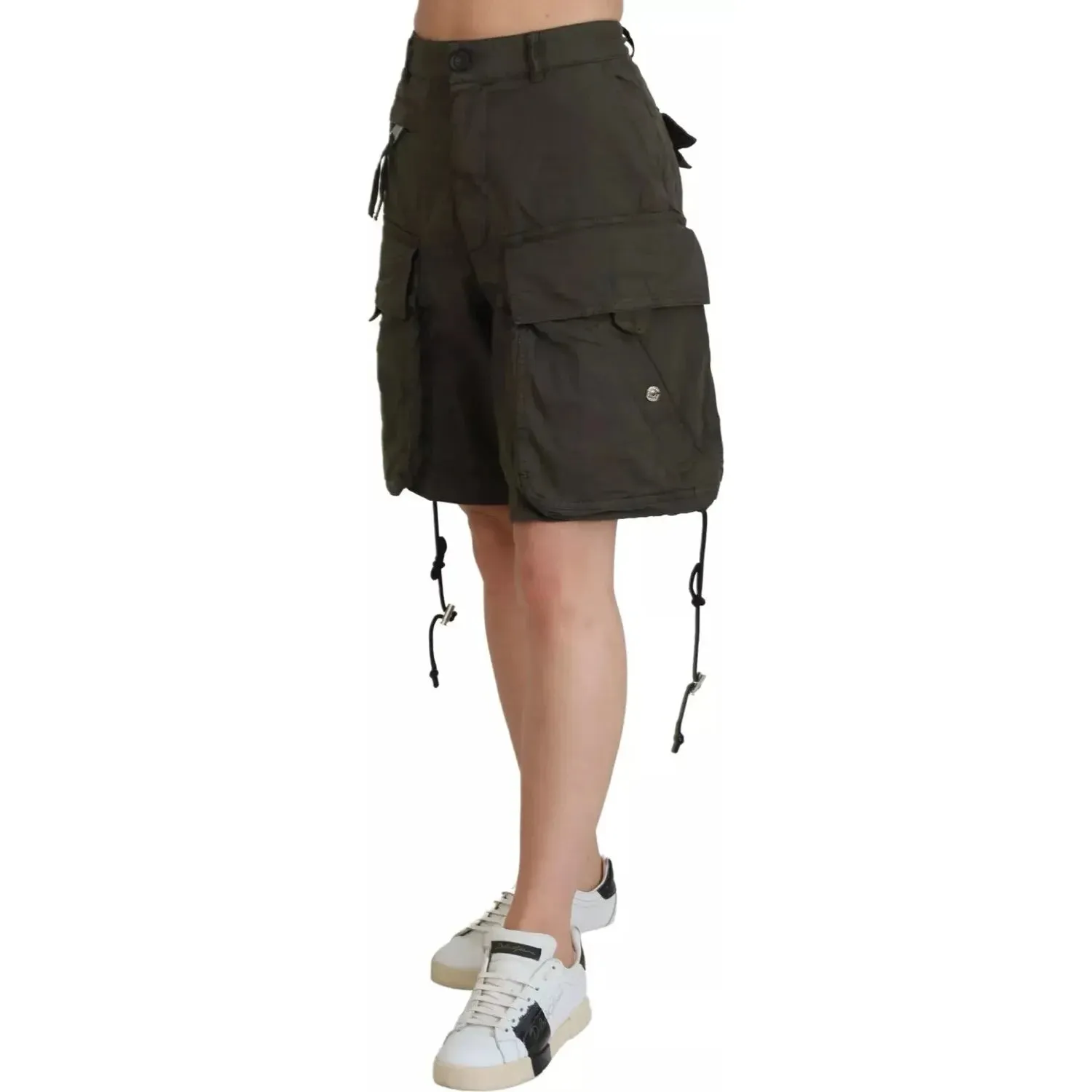 Dsquared² Green High Waist Cargo Bermuda Women Shorts