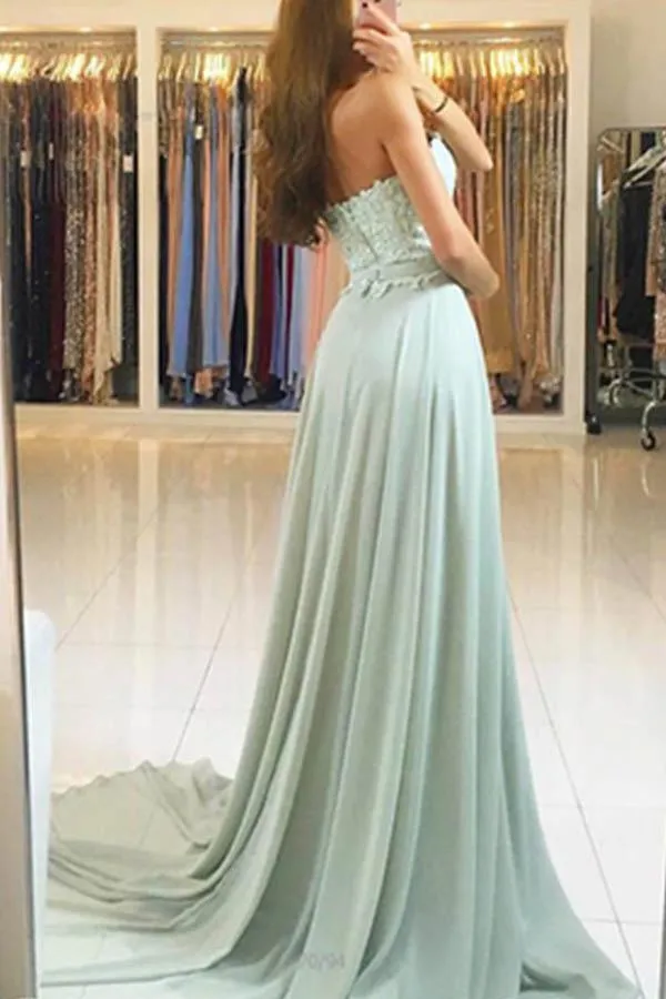 Elegant Sweetheart Lace  Evening Dress Long Chiffon Prom Dress PG430