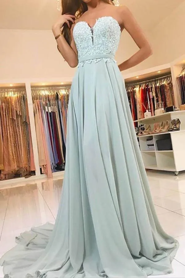 Elegant Sweetheart Lace  Evening Dress Long Chiffon Prom Dress PG430