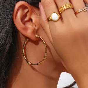 FESTIVAL HOOPS -  GOLD WATERPROOF BAMBOO HOOP EARRINGS