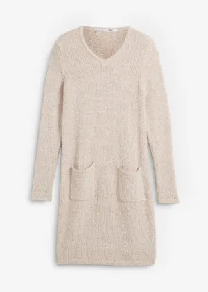 Fluffy knitted fleece dress with knee-length pockets Bpc Bonprix Collection