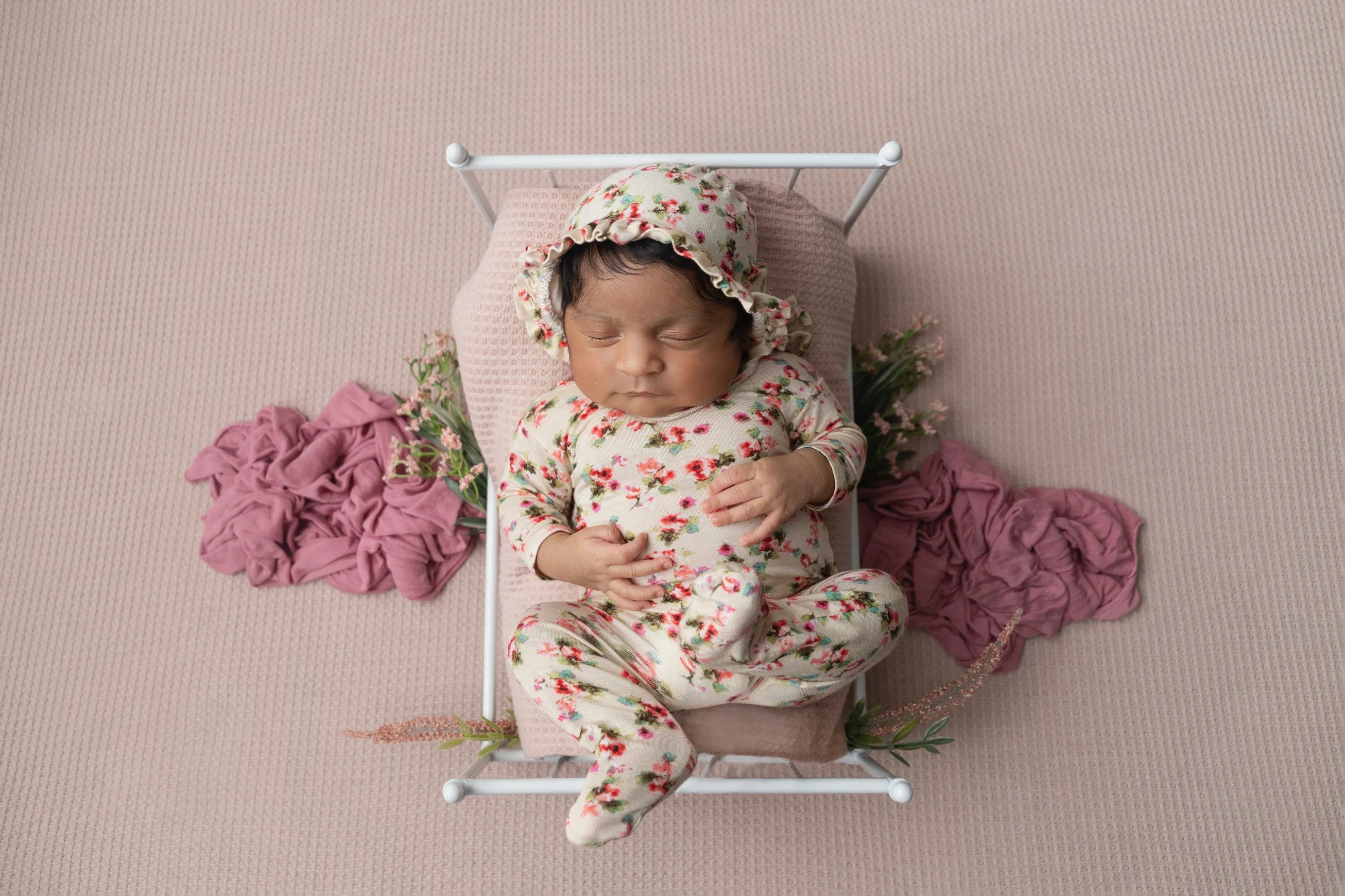 Footed Pajamas and Bonnet - Floral