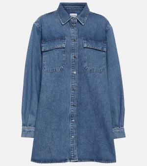 Frame cotton denim shirt dress, blue