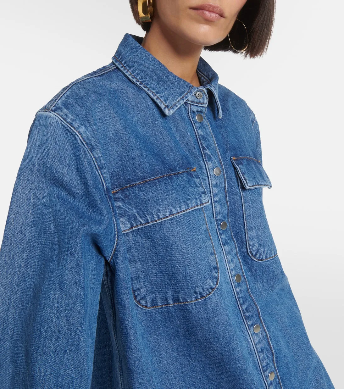 Frame cotton denim shirt dress, blue