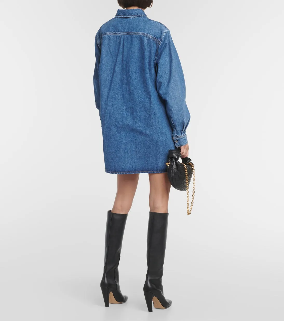 Frame cotton denim shirt dress, blue