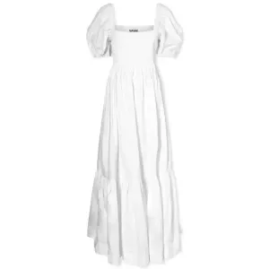 GANNI Smock Maxi dress, bright white