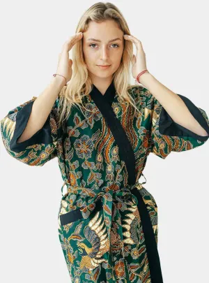 Green Batik Kimono Robe