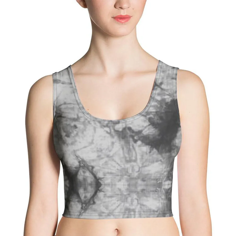 Grey Tie Dye Crop Top