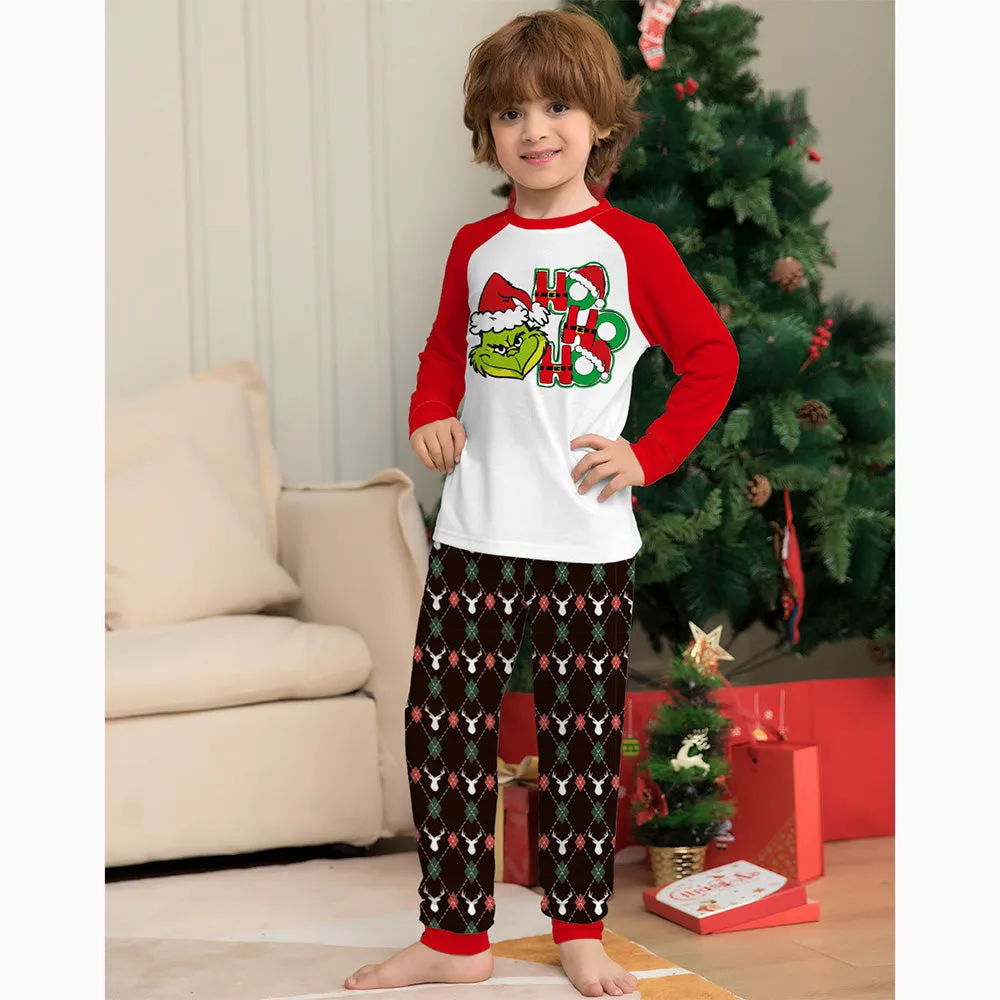 Grinch Christmas Cartoon Print Family Matching Pajamas