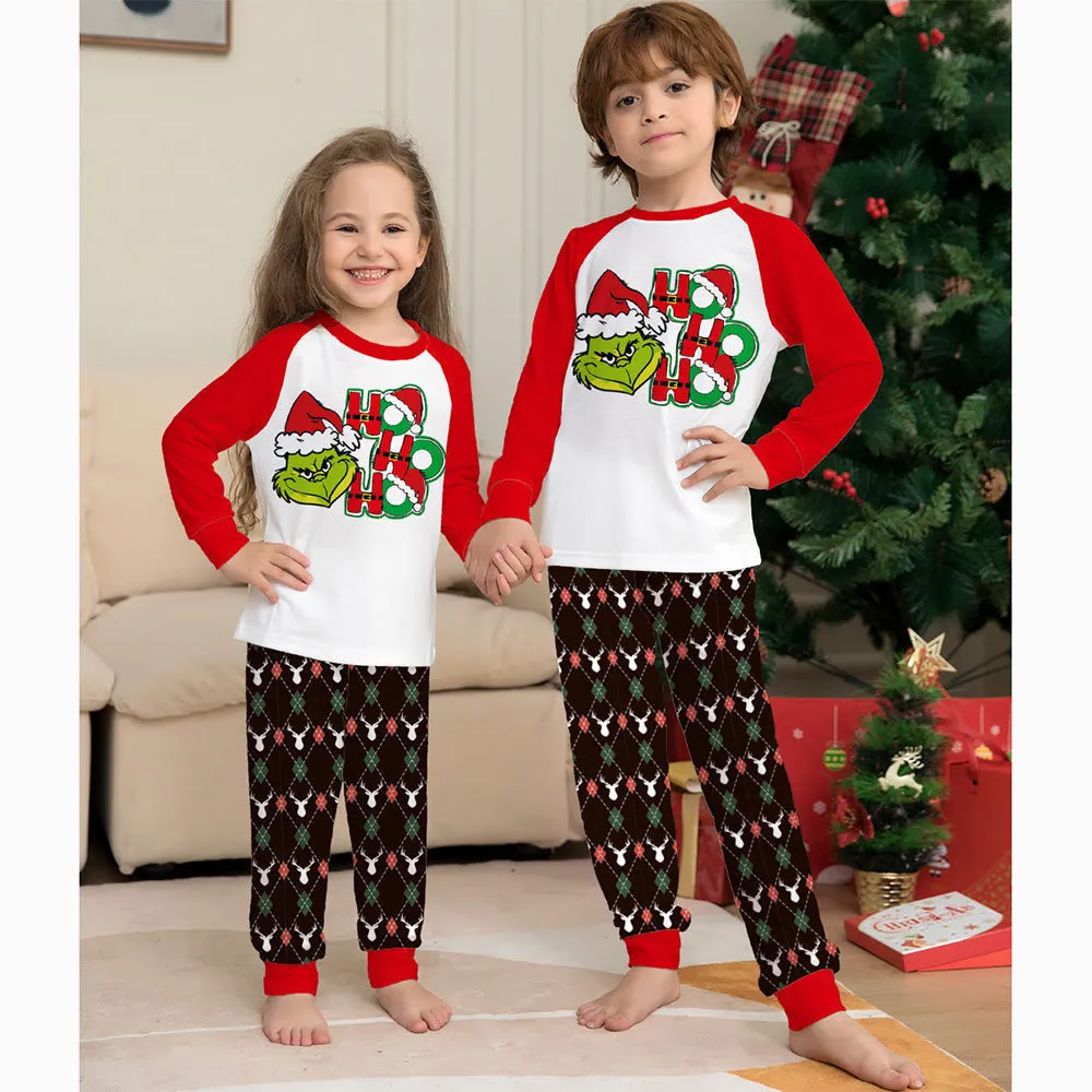 Grinch Christmas Cartoon Print Family Matching Pajamas