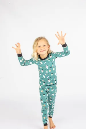 Halloween Boo Crew Ghost Glow in the Dark Pajamas Kids Bamboo Sleepwear Set: 2T