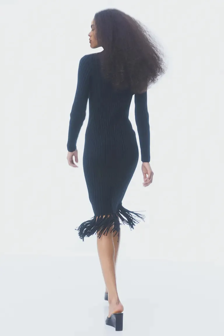 H&M fringed dress, black