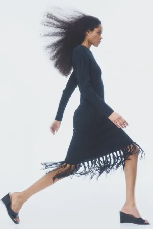 H&M fringed dress, black