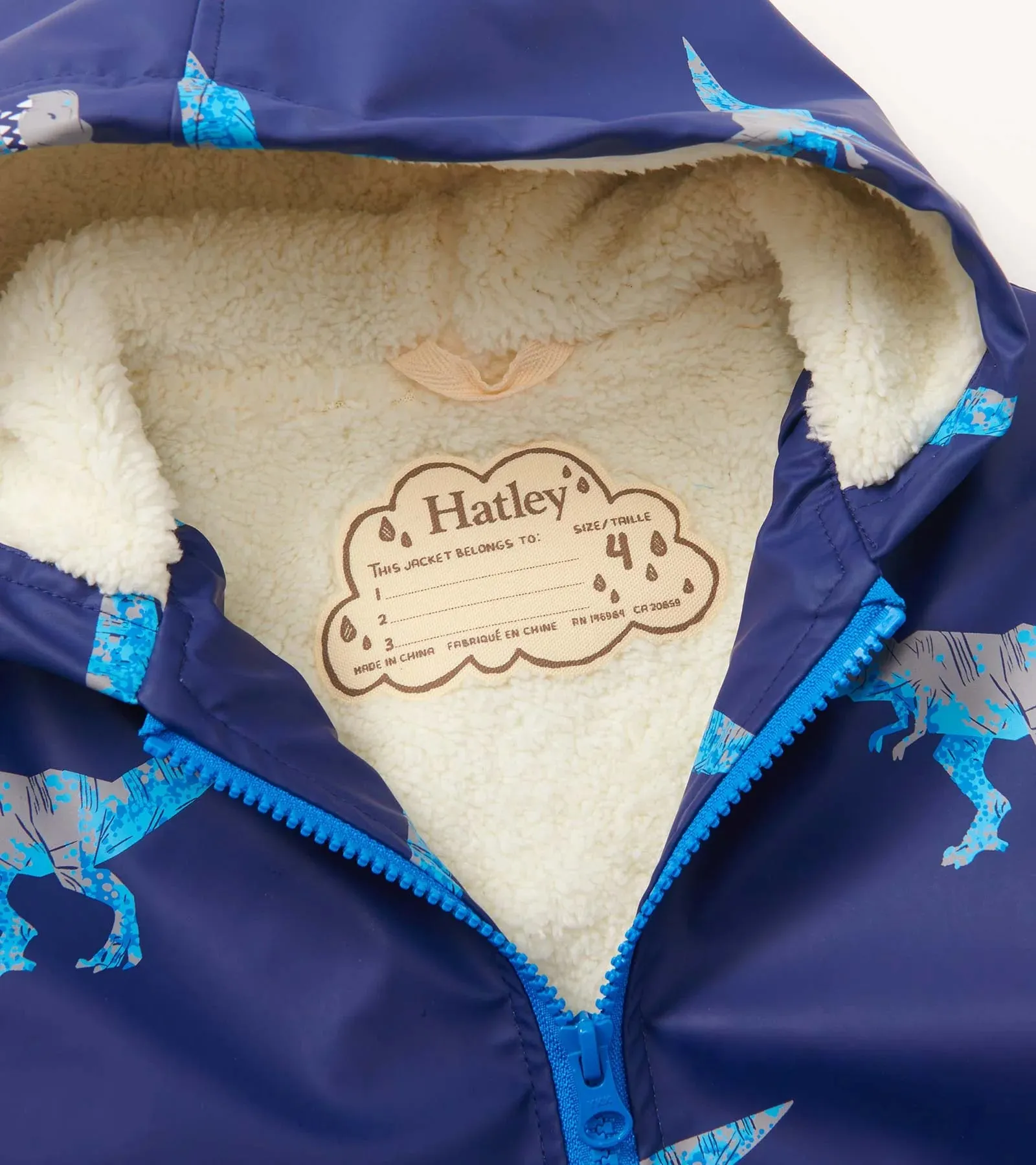 Hatley - T-Rex sherpa lined splash jacket