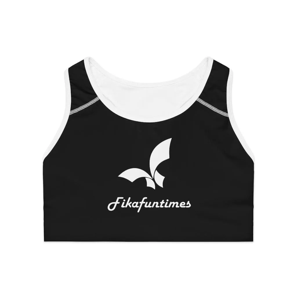 High Support Black & White Fikafuntimes Sports Bra