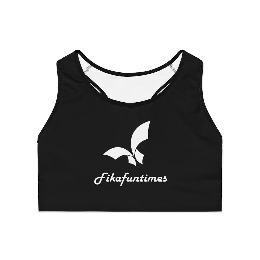 High Support Black & White Fikafuntimes Sports Bra