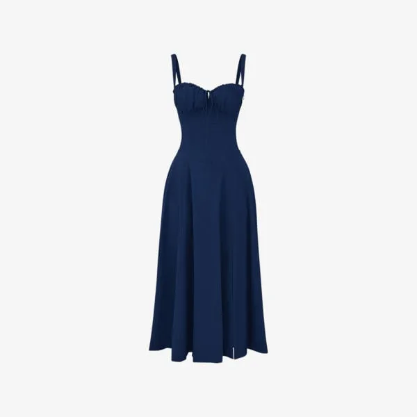 House Of Cb Cotton Blend Sleeveless Carmen Midi Dress, Navy