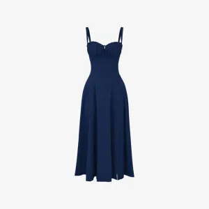 House Of Cb Cotton Blend Sleeveless Carmen Midi Dress, Navy