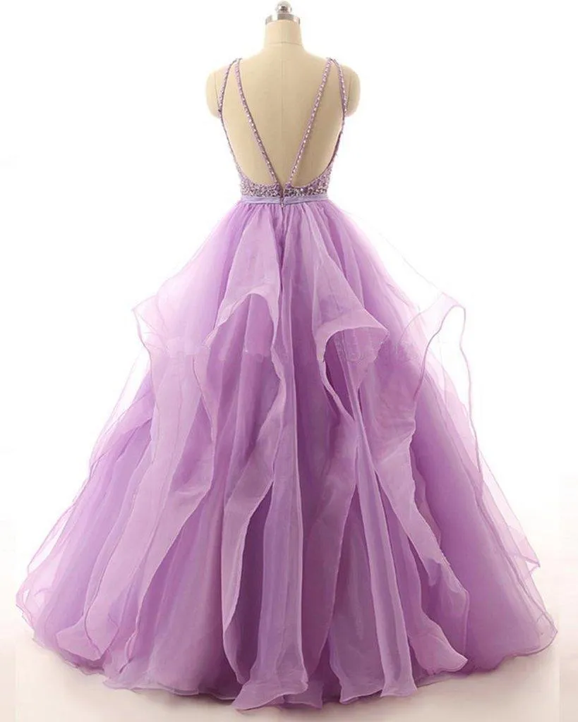 Illusion A-line Organza Evening Prom Dresses With Beading  PG574