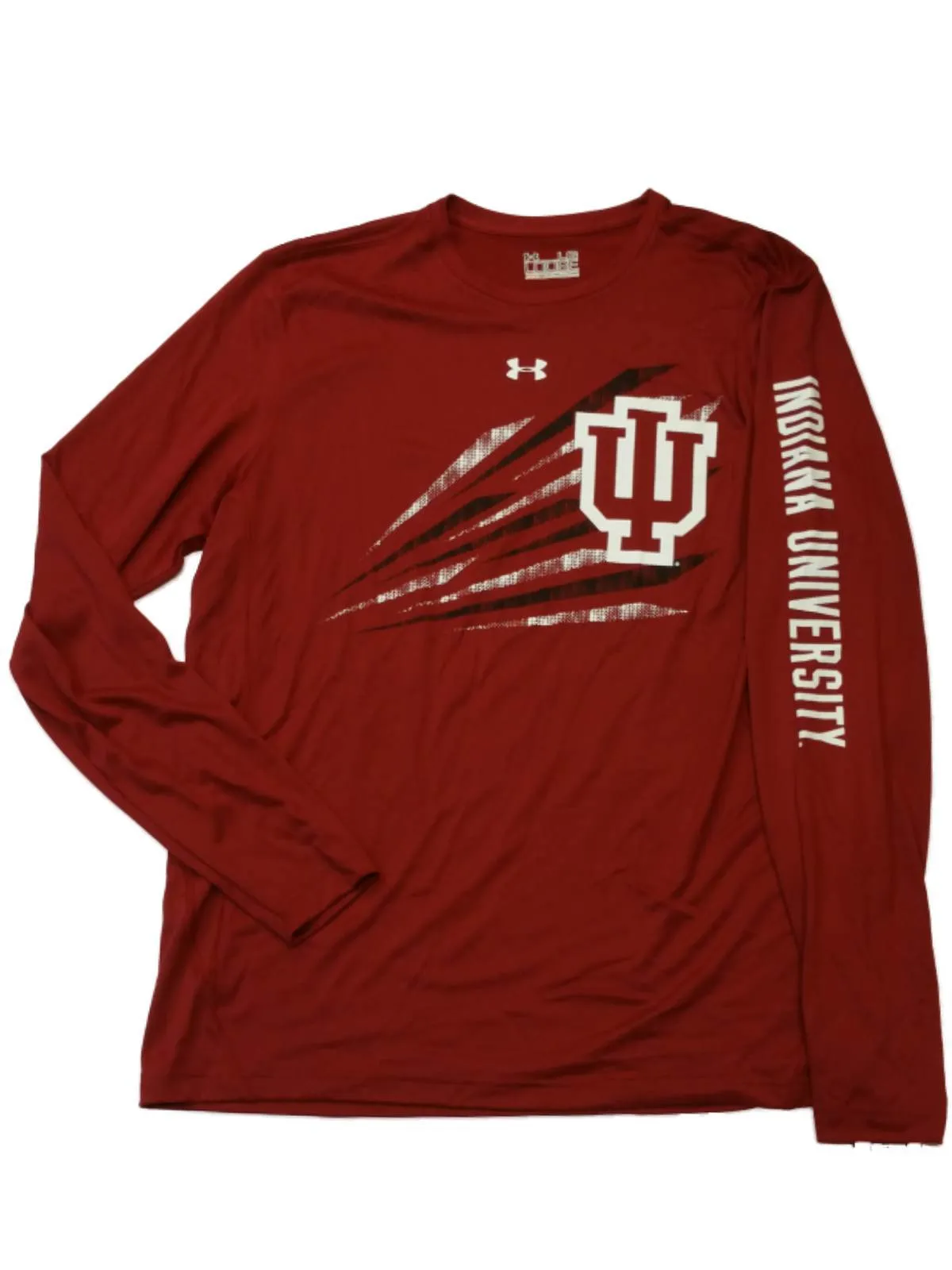 Indiana Hoosiers Under Armour Heatgear Loose Maroon LS Crew Neck T-Shirt (L)