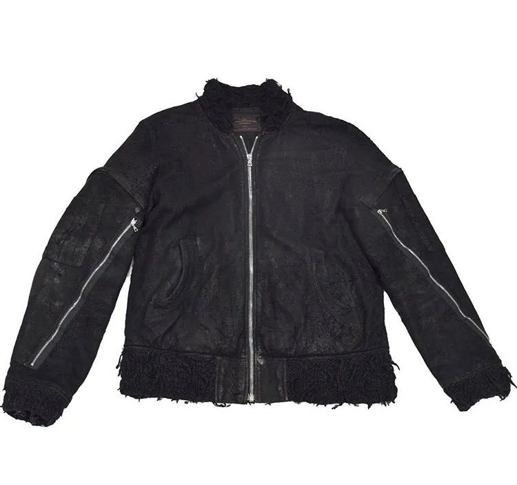 INQUIRE Undercoverism distressed and blistered lambskin bomber A/W04 "But Beautiful" Large Not For Sale