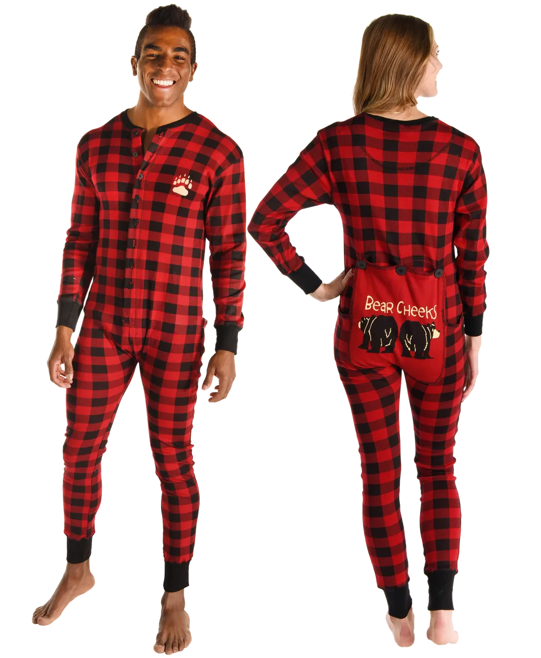 Lazyone Adult Plaid Onesie Flapjack, BEAR CHEEK PLAID