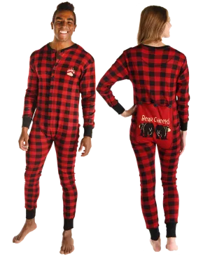 Lazyone Adult Plaid Onesie Flapjack, BEAR CHEEK PLAID