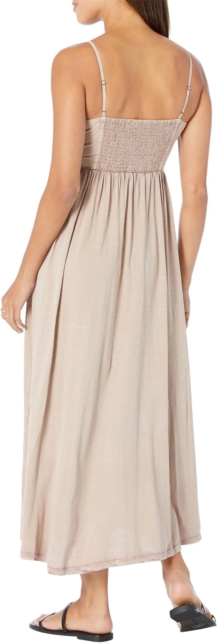 Lucky Brand Lace Button Front Midi Dress in Fawn